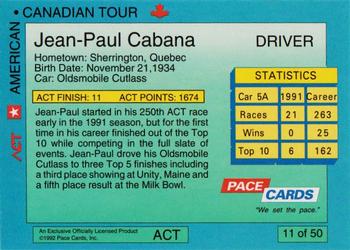 1992 Pace American-Canadian Tour - Sample #11 Jean-Paul Cabana Back