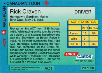 1992 Pace American-Canadian Tour - Sample #29 Ricky Craven Back