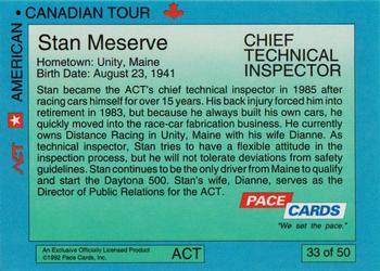 1992 Pace American-Canadian Tour - Sample #33 Stan Meserve Back