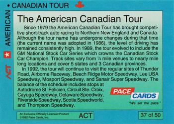 1992 Pace American-Canadian Tour - Sample #37 Derek Lynch Back