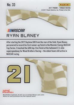 2017 Panini Torque - Clear Vision Gold #33 Ryan Blaney Back