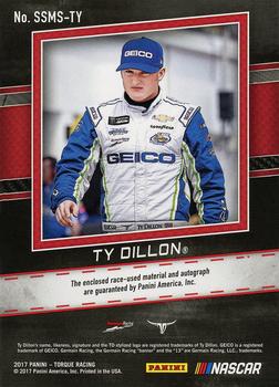 2017 Panini Torque - Silhouettes Sheet Metal Signatures #SSMS-TY Ty Dillon Back