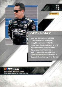 2017 Panini Absolute #42 Casey Mears Back