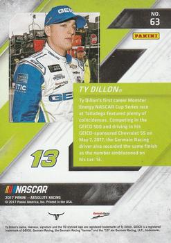 2017 Panini Absolute #63 Ty Dillon Back