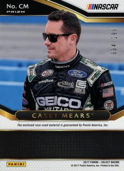 2017 Panini Select - Select Swatches Blue Prizms #CM Casey Mears Back