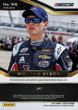 2017 Panini Select - Select Swatches Blue Prizms #WB William Byron Back