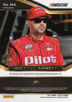 2017 Panini Select - Select Swatches Gold Prizms #MA Michael Annett Back