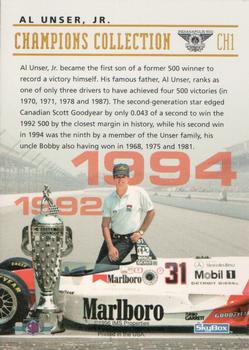 1996 SkyBox Indy 500 - Champions Collection #CH1 Al Unser Jr. Back