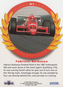 1996 SkyBox Indy 500 - Rookies of the Year #R1 Fabrizio Barbazza Back