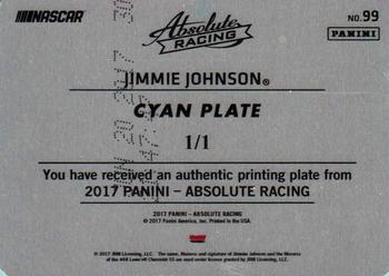 2017 Panini Absolute - Printing Plates Cyan #99 Jimmie Johnson Back