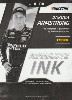 2017 Panini Absolute - Absolute Ink #AI-DA Dakoda Armstrong Back
