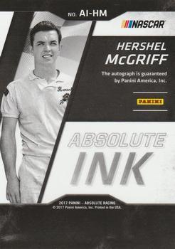 2017 Panini Absolute - Absolute Ink Spectrum Blue #AI-HM Hershel McGriff Back