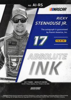 2017 Panini Absolute - Absolute Ink Spectrum Blue #AI-RS Ricky Stenhouse Jr. Back