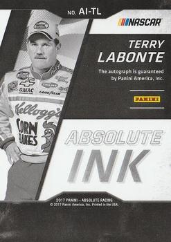 2017 Panini Absolute - Absolute Ink Spectrum Gold #AI-TL Terry Labonte Back