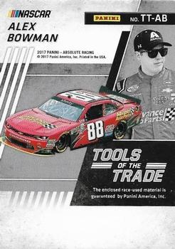 2017 Panini Absolute - Tools of the Trade #TT-AB Alex Bowman Back