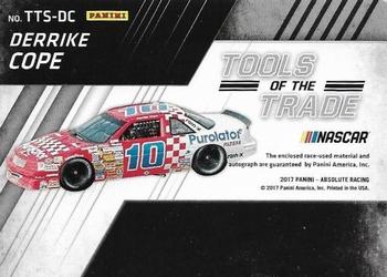 2017 Panini Absolute - Tools of the Trade Signatures #TTS-DC Derrike Cope Back