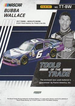 2017 Panini Absolute - Tools of the Trade Spectrum Blue #TT-BW Bubba Wallace Back