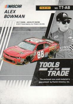 2017 Panini Absolute - Tools of the Trade Spectrum Blue #TT-AB Alex Bowman Back