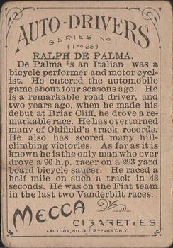 1911 American Tobacco Auto Drivers - Mecca Factory 30 #NNO Ralph DePalma Back