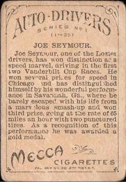 1911 American Tobacco Auto Drivers - Mecca Factory 30 #NNO Joe Seymour Back