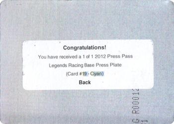 2012 Press Pass Legends - Press Plates Cyan Back #19 Ernie Irvan Back