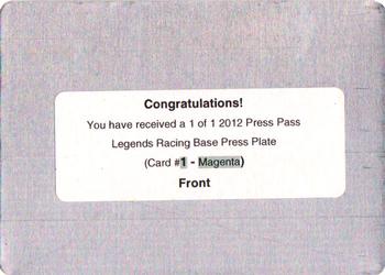 2012 Press Pass Legends - Press Plates Magenta #1 Bobby Allison Back