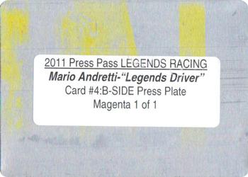 2011 Press Pass Legends - Press Plates Magenta Back #4 Mario Andretti Back