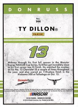 2018 Donruss #144 Ty Dillon Back