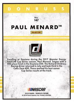 2018 Donruss #147 Paul Menard Back