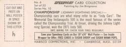 1973 Nabisco Sugar Daddy Speedway Collection #6 Championship Back