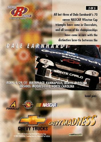 1997 Pinnacle Racer's Choice - Chevy Madness Oversized #2 Dale Earnhardt Back