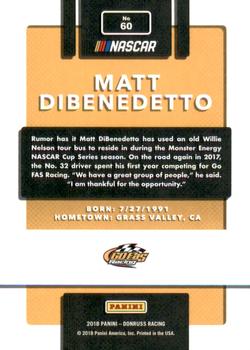 2018 Donruss - Gold Foil #60 Matt DiBenedetto Back