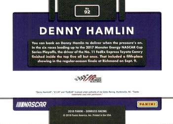 2018 Donruss - Gold Foil #92 Denny Hamlin Back