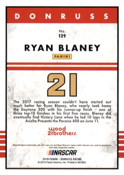 2018 Donruss - Gold Foil #129 Ryan Blaney Back