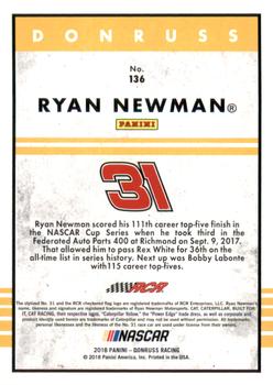2018 Donruss - Gold Foil #136 Ryan Newman Back
