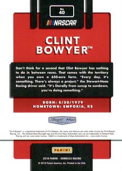 2018 Donruss - Gold Foil #40 Clint Bowyer Back