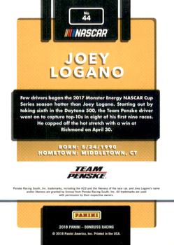 2018 Donruss - Gold Foil #44 Joey Logano Back