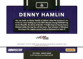 2018 Donruss - Red Foil #92 Denny Hamlin Back