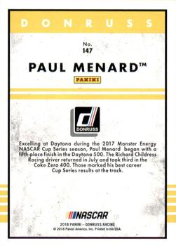 2018 Donruss - Red Foil #147 Paul Menard Back