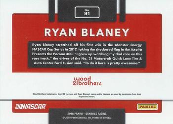 2018 Donruss - Press Proof Gold #91 Ryan Blaney Back