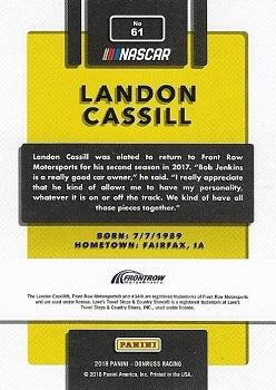 2018 Donruss - Press Proof Holofoil #61 Landon Cassill Back