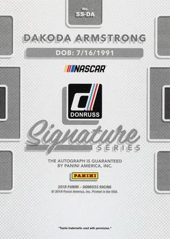 2018 Donruss - Signature Series Holo Gold #SS-DA Dakoda Armstrong Back