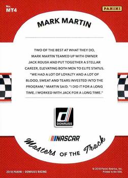 2018 Donruss - Masters of the Track #MT4 Mark Martin Back