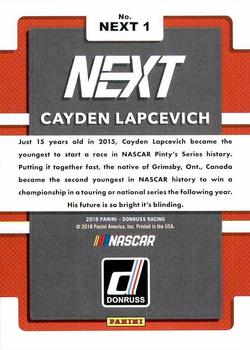 2018 Donruss - Next in Line #NEXT 1 Cayden Lapcevich Back