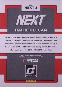 2018 Donruss - Next in Line Xplosion #NEXT 3 Hailie Deegan Back