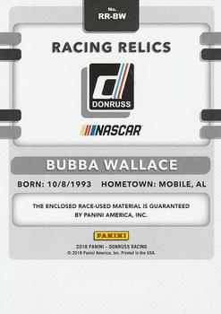 2018 Donruss - Racing Relics #RR-BW Bubba Wallace Back
