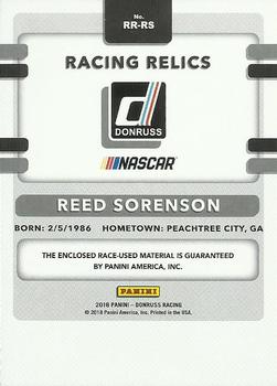 2018 Donruss - Racing Relics #RR-RS Reed Sorenson Back