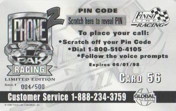 1997 Finish Line Phone Pak II #56 Brett Bodine Back