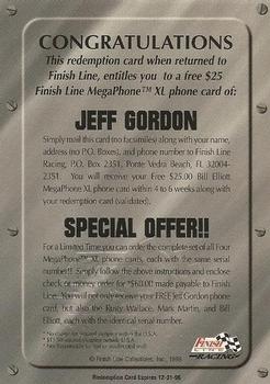 1996 Finish Line - Mega-Phone XL Redemption Card #NNO Jeff Gordon Back