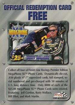 1996 Finish Line - Mega-Phone XL Redemption Card #NNO Rusty Wallace Front